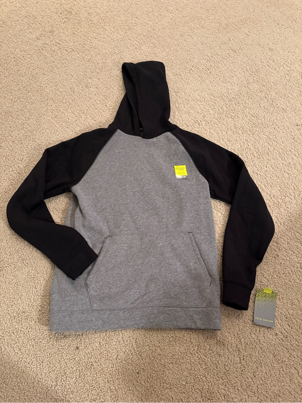tek gear Gray Body with Black Raglan Sleeve Hoodie